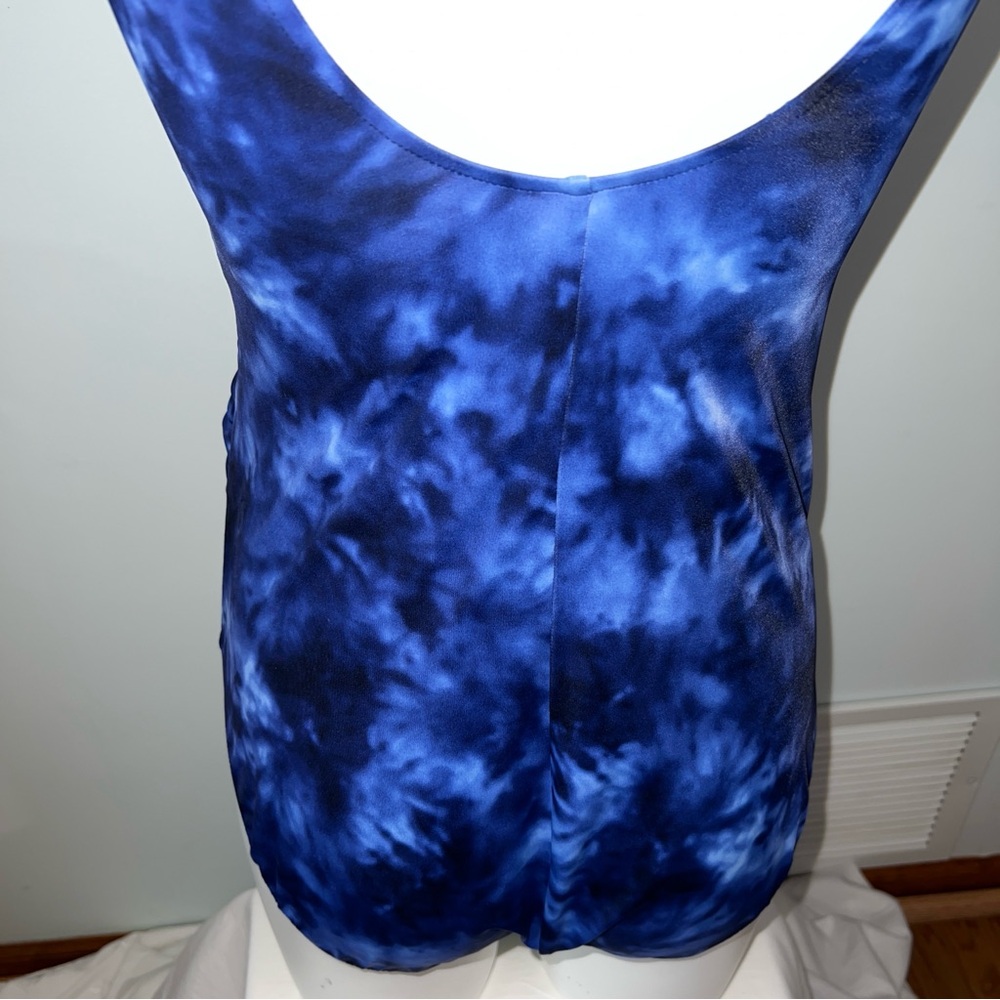 Aqua Green Blue Wrap Ruched One-Piece Bathing Suit | Size Women’s Small - Picture 8 of 14